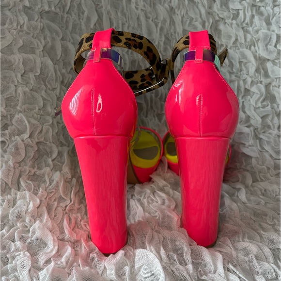 💥NWT💥 Neon & Leopard print Platform Heels - Picture 3 of 8